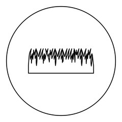 Grass border leaves icon in circle round black color vector illustration image outline contour line thin style