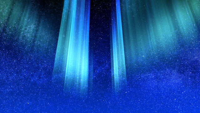 Aurora Borealis sky rainbow space night 3D illustration.