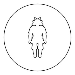 Samurai japanese war's hero silhouette warrior icon in circle round black color vector illustration image outline contour line thin style