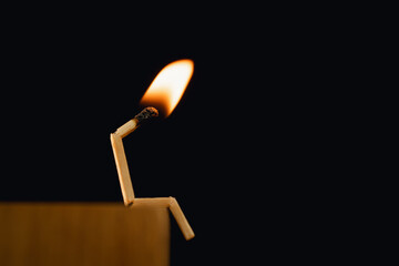 Close-up of matchsticks, conceptual media, burning out in business