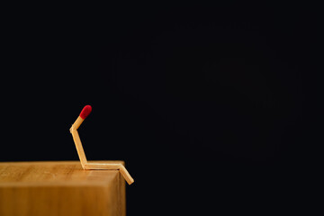 Close-up of matchsticks, conceptual media, burning out in business