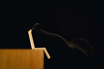 Close-up of matchsticks, conceptual media, burning out in business