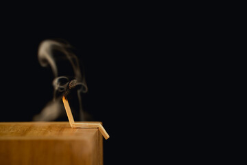 Close-up of matchsticks, conceptual media, burning out in business