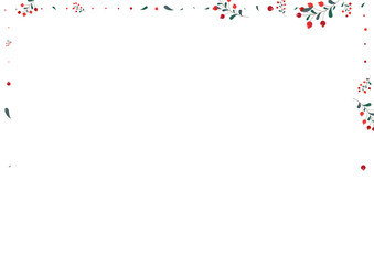 Red Berries Background White Vector. Foliage Image Set. Pink Herb Border. Vibrant Card. Rowan Isolated.