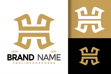 Letter H Unique Monogram logo vector icon illustration