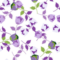 Stylize flower seamless pattern. Elegant botanical background. Abstract floral wallpaper.