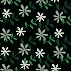 Cute flower seamless pattern. Naive art style. Hand drawn floral endless background.