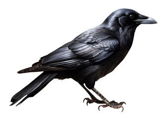 Crow bird in transparent background. Generative AI.