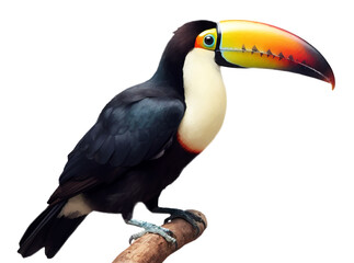 Fototapeta premium Toucan in transparent background. Generative AI.