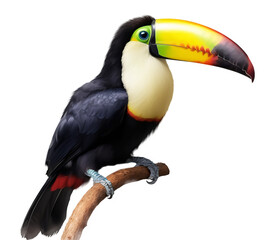 Toucan in transparent background. Generative AI.