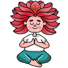 A red haired man meditating