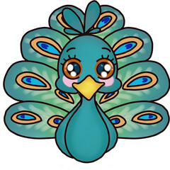 Naklejka premium A beautiful green Indian peacock