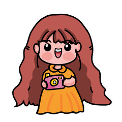 A cute little girl clicking picture