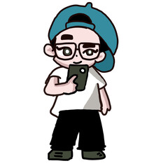 A cute little boy taking selfie