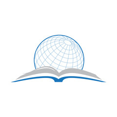 open book and globe, logo