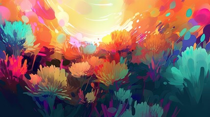 Abstract flower background. Water color, oil painting style. Generative Ai