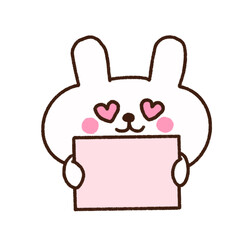 bunny holding announcement board signage for store decoration