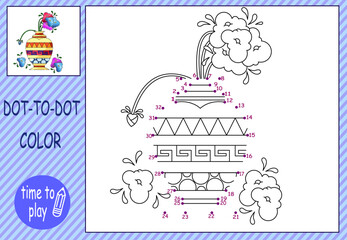 Collections of mini-games. Connect the dots and color the picture. vase