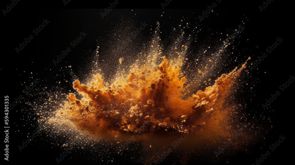 Poster abstract orange dust explosion background. generative ai