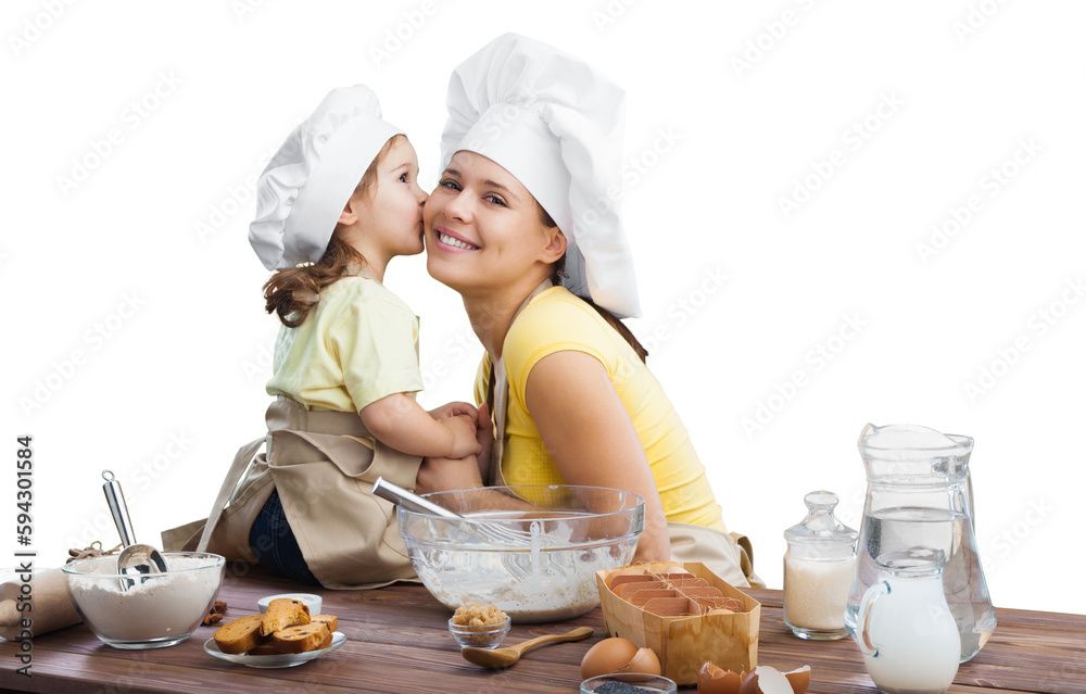 Canvas Prints Mother and child daughter girl are cooking in the kitchen.