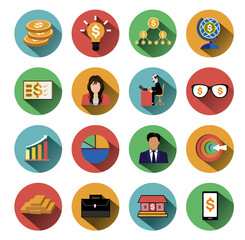 Circle business icons set