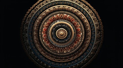 Beautiful mandala on black background. Generative ai