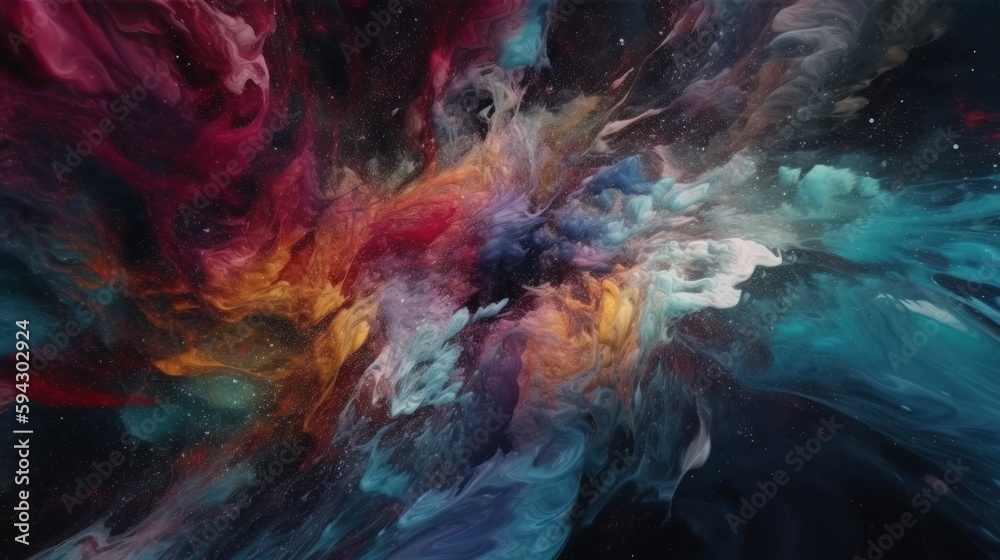 Poster beautiful abstract galaxy with colors background. generative ai