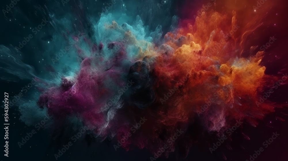 Poster beautiful abstract galaxy with colors background. generative ai