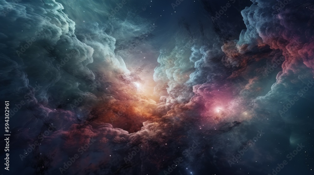 Poster beautiful abstract galaxy with colors background. generative ai