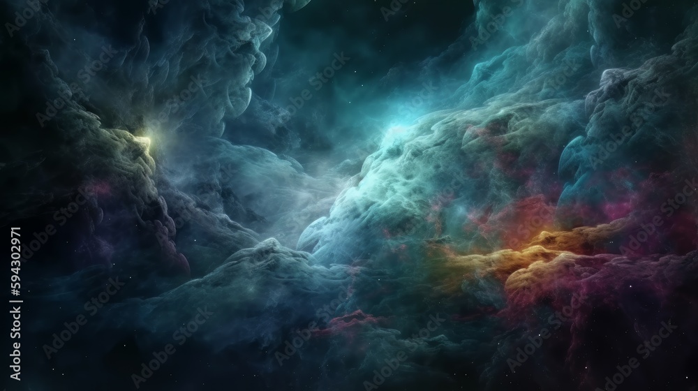 Poster beautiful abstract galaxy with colors background. generative ai