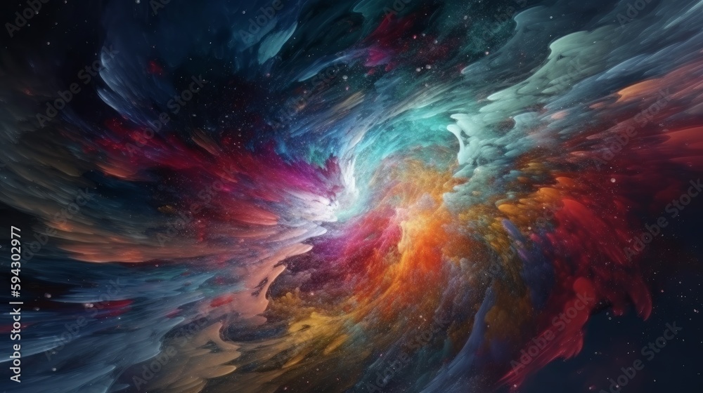 Poster beautiful abstract galaxy with colors background. generative ai