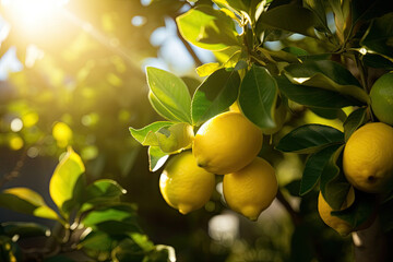 Fresh lemons on a branch, Generative AI