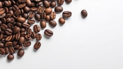 Naklejka premium Roasted coffee beans on a white background. Generative ai