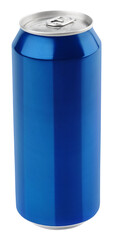Blue aluminum 500 ml beer can isolated on transparent background