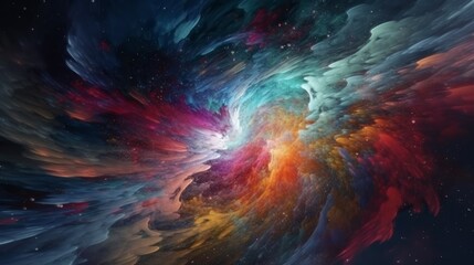 Beautiful abstract galaxy with colors background. Generative AI
