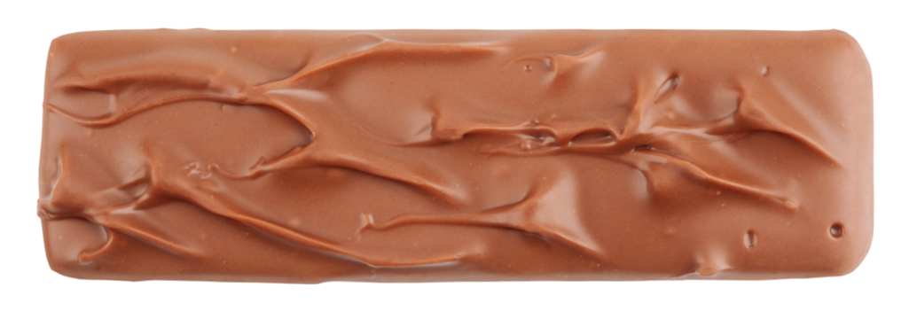 Closeup of chocolate bar isolated on transparent background