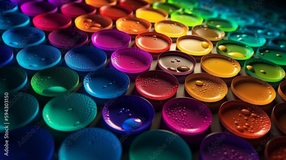 Poster abstract background with circle, high quality, colorful, light and bokeh. generative ai