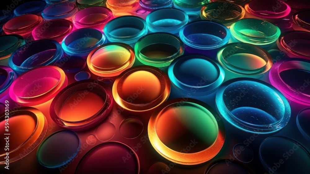 Poster abstract background with circle, high quality, colorful, light and bokeh. generative ai
