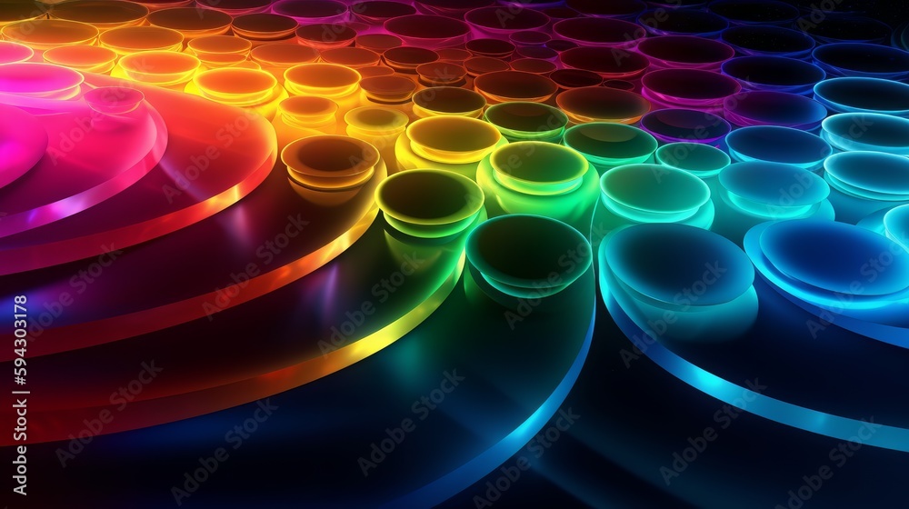 Poster abstract background with circle, high quality, colorful, light and bokeh. generative ai