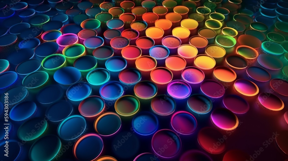 Poster abstract background with circle, high quality, colorful, light and bokeh. generative ai