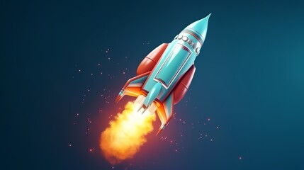 illustration of a rocket taking off to the moon. Generative ai