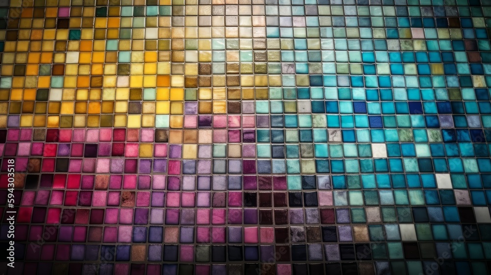Aufkleber Vibrant background made up of various sized squares in different colors. Generative AI