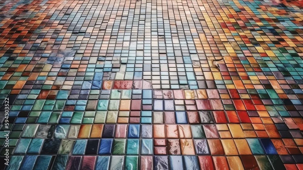 Aufkleber Vibrant background made up of various sized squares in different colors. Generative AI