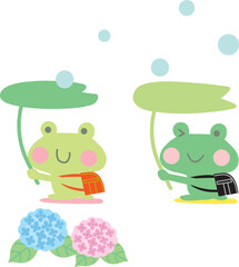 ランドセルを背負ったカエルイラスト