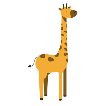 Giraffe vector cartoon illustration. Cute giraffe isolated on white background. Great for icon, symbol, card, children s book EPS