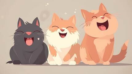 Obraz premium Feline Fun: Adorable Illustrations of Cats, AI Generative