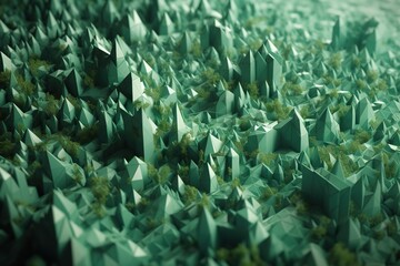 A Very Large Group Of Green Cubes With Trees Growing Out Of Them Forest Origami Motion Graphics Generative AI
