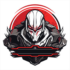 Cyborg mech warrior e-sport emblem logo. Cyborg vector illustration for print.