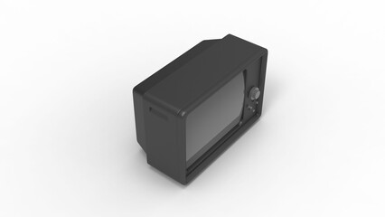 old tv top view with shadow 3d render