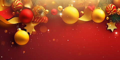 Obraz na płótnie Canvas Christmas banner with copy space, Xmas background horizontal Christmas poster, greeting cards headers. generated by AI.